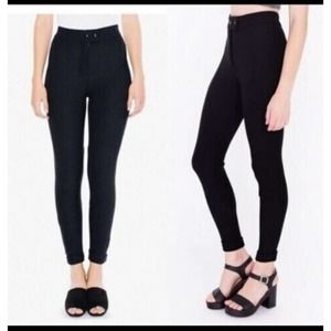 American Apparel Pant Black Ribbed High Waisted Riding Pants Size Medium